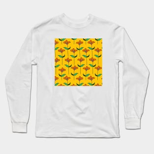 Yellow Floral Pattern Long Sleeve T-Shirt